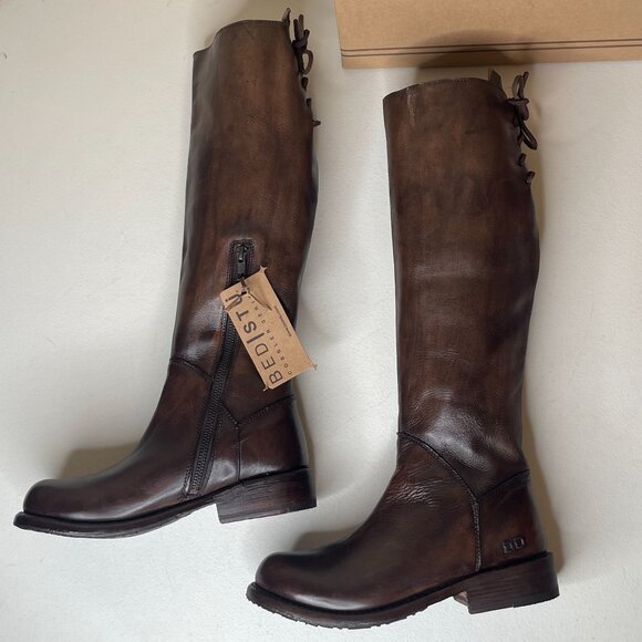 BED STU Manchester Distressed Brown Leather Tall Riding Boots BedStu Size 6.5 - Picture 4 of 16